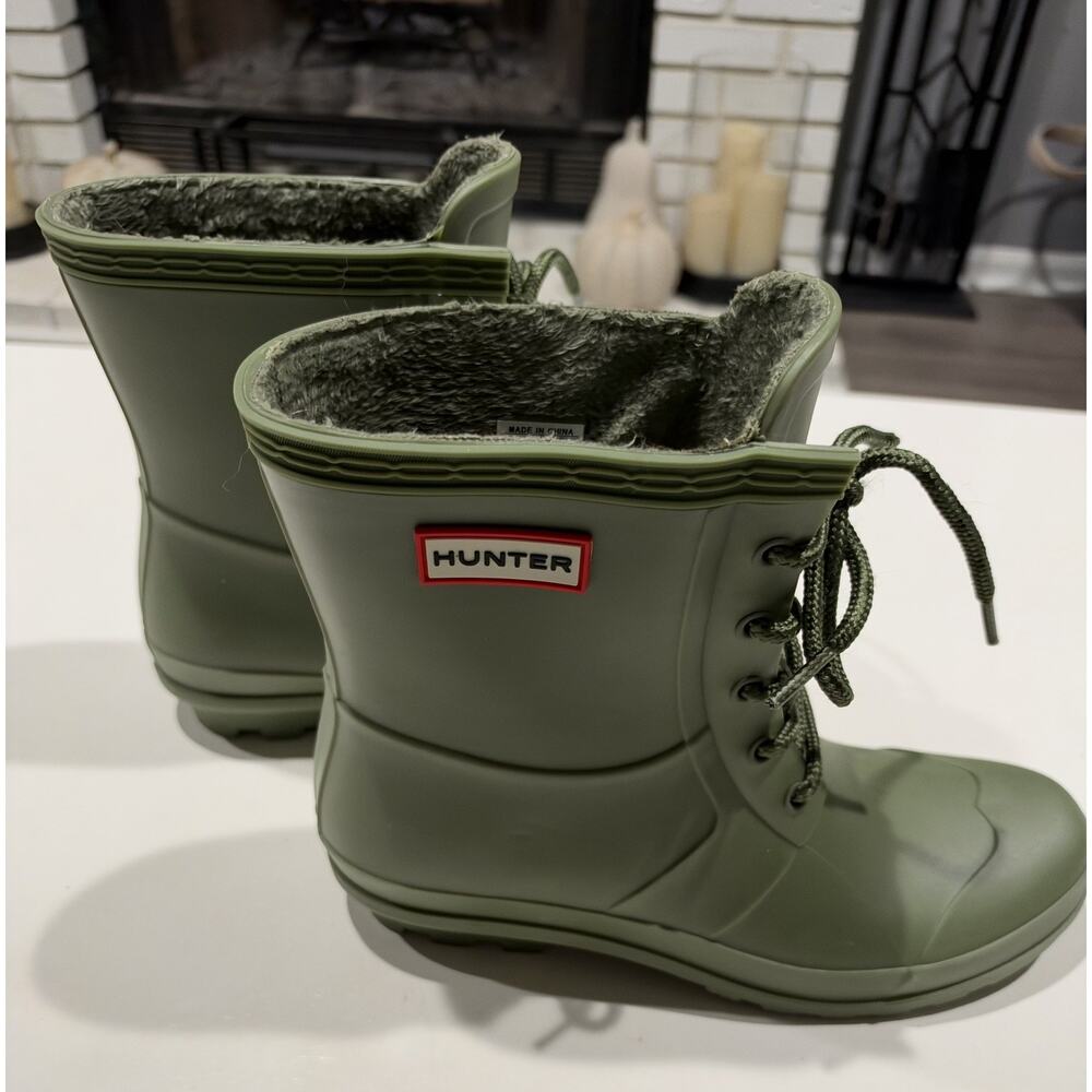 Hunter Lace Up Olive Green - Womens Short Size 8 EU39 - Picture 6 of 7